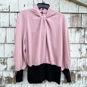 Mark Heister Balloon Long Sleeves Pink/Black Top